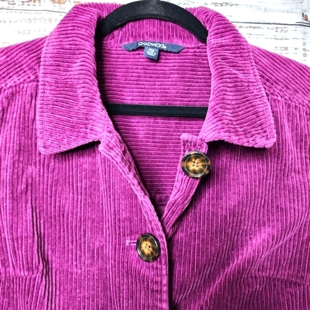 CHADWICKS VINTAGE HOT PINK SIZE M PETITE CORDUROY BLAZER JACKET COAT WOMEN'S - Picture 11 of 17